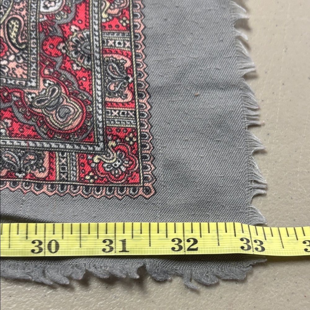Stylish Gray and Red Scarf, or small table cover,also a pocketbook accessory 😇